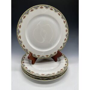 T&V‎ Limoges France Floral Dinner Plates 9.75" Plate Set of 4